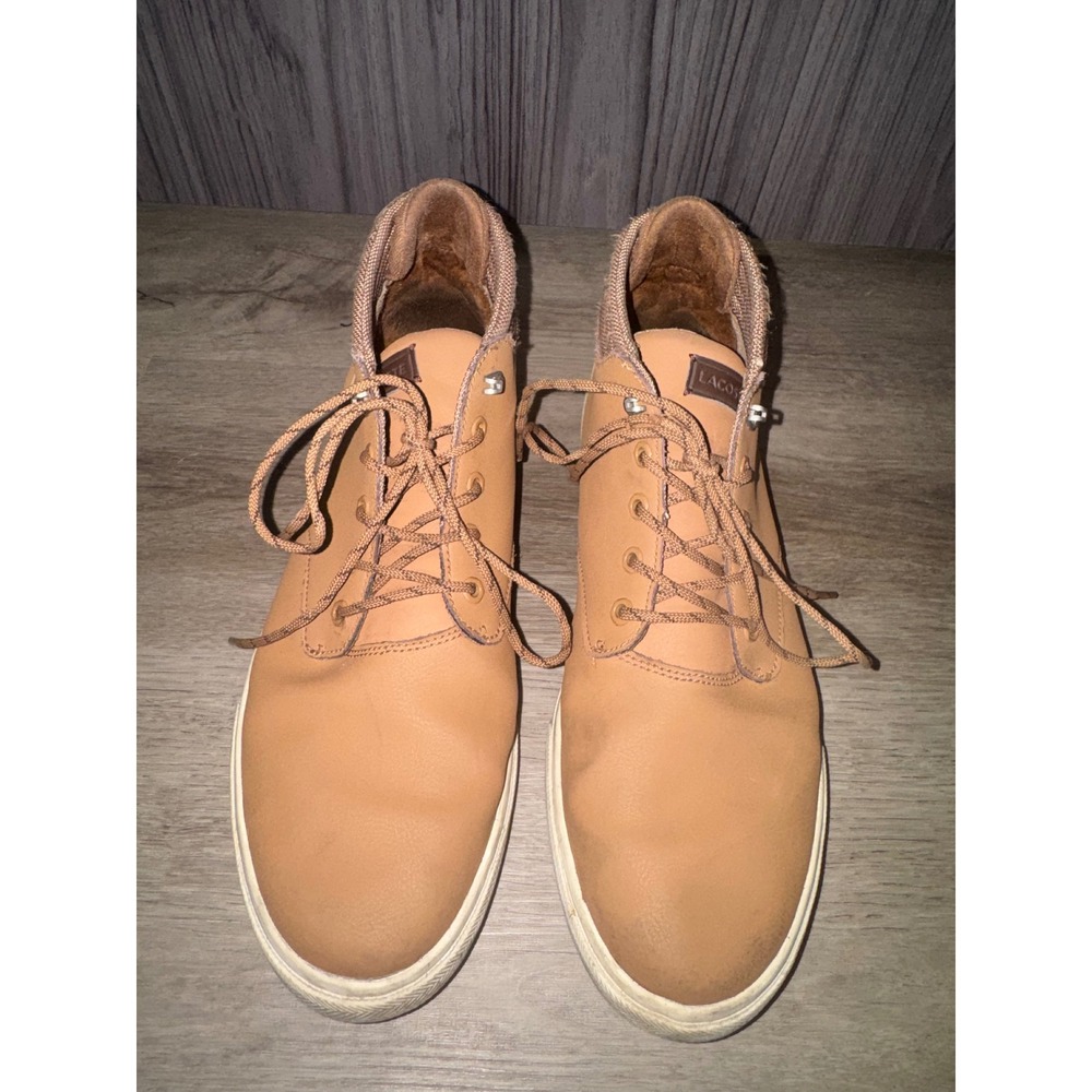 Lacoste Men's Light Brown Leather Lace Up Shoes, 12